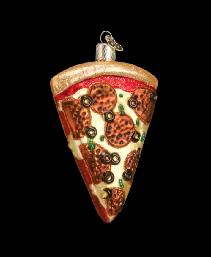 Pizza Slice Mouth Blown Glass Ornament | Noel Eternel Clearance