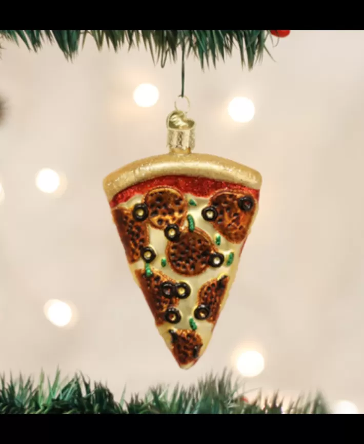 Pizza Slice Mouth Blown Glass Ornament | Noel Eternel Clearance