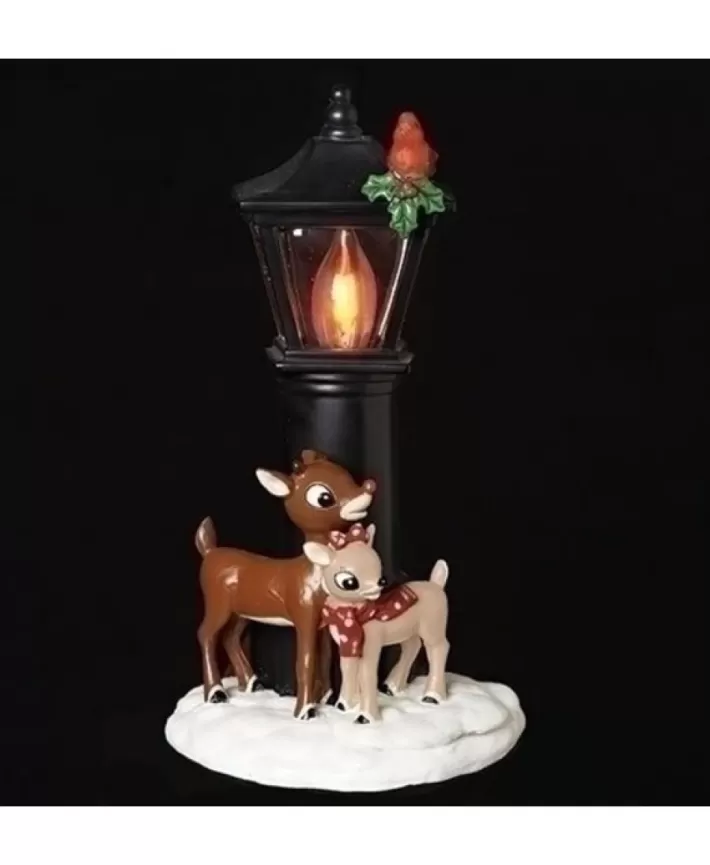 Rudolph And Clarice By Lamppost Nightlight Flicker Bulb 7.25" | Noel Eternel Hot