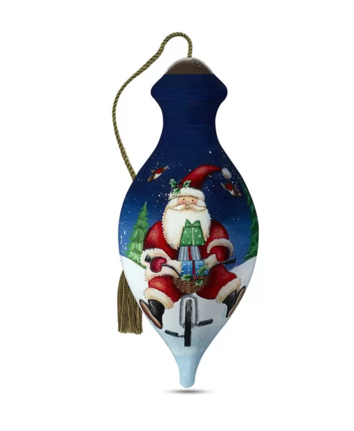 Santa On Bicycle Ornament By Ne'Qwa | Noel Eternel Store