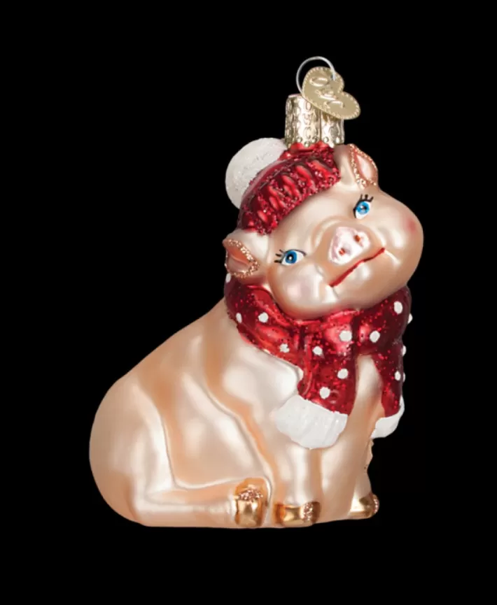 Showy Pig, Mouth Blown Glass Ornament | Noel Eternel Best