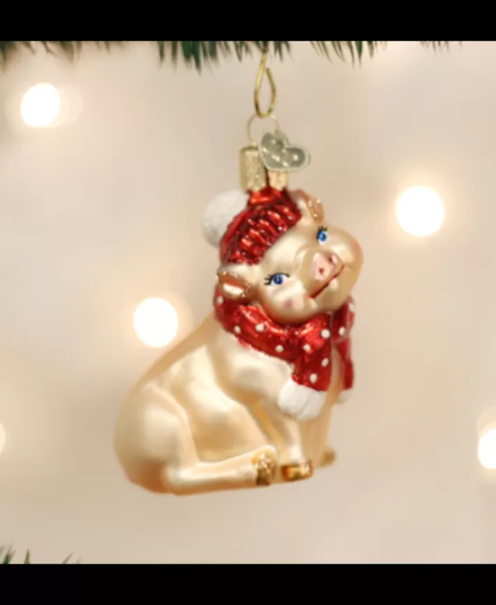 Showy Pig, Mouth Blown Glass Ornament | Noel Eternel Best