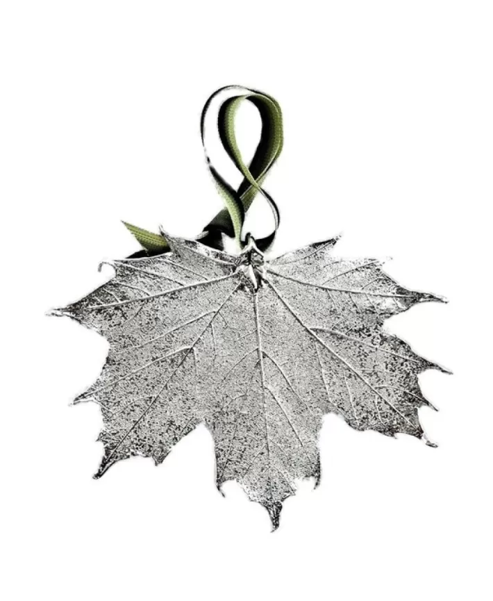 Silver Sugar Maple Leaf Ornament | Noel Eternel Clearance