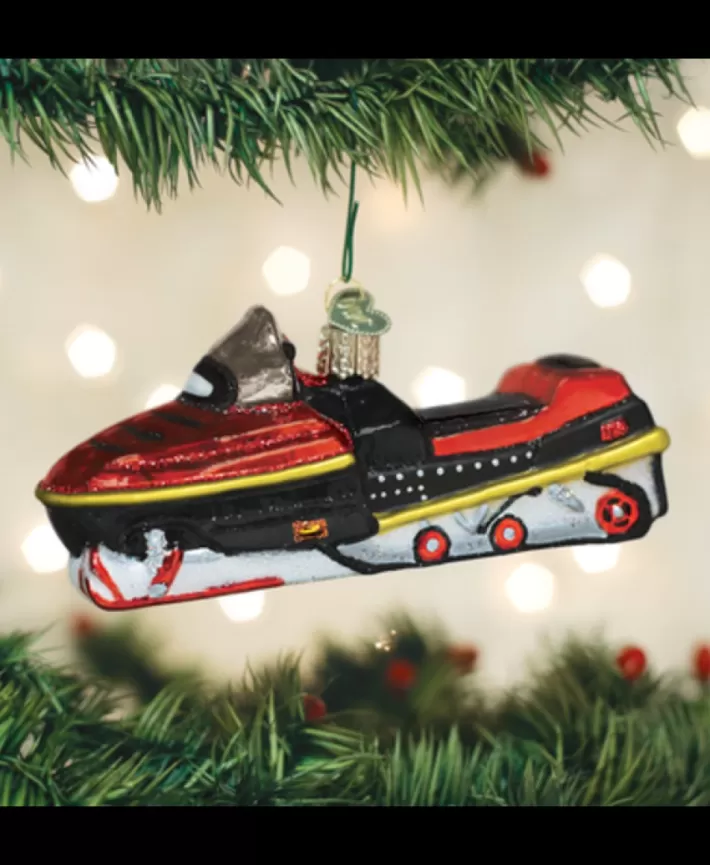 Snowmobile, Mouth Blown Glass Ornament | Noel Eternel Cheap