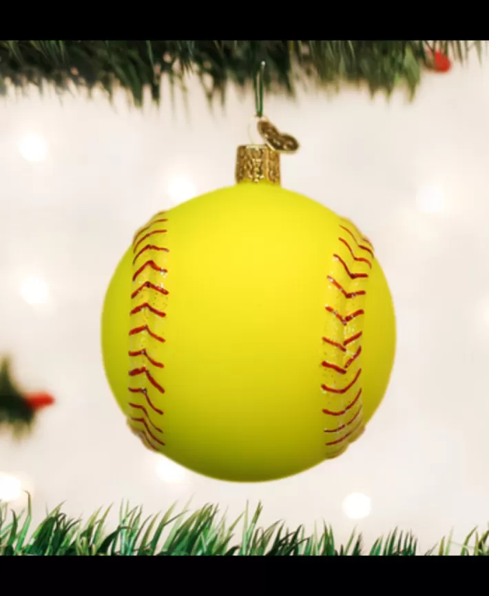 Softball, Mouth Blown Glass Ornament | Noel Eternel Cheap