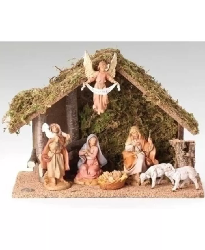 Stable With 7 Nativity Figurines 5" Fontanini | Noel Eternel Hot