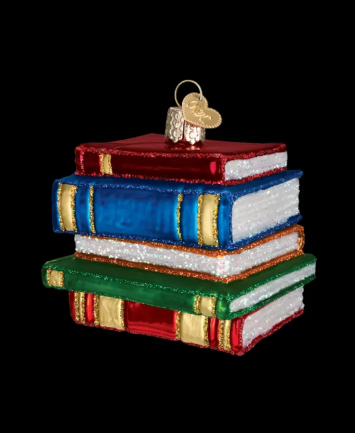 Stack Of Books Mouth Blown Glass Ornament | Noel Eternel Cheap