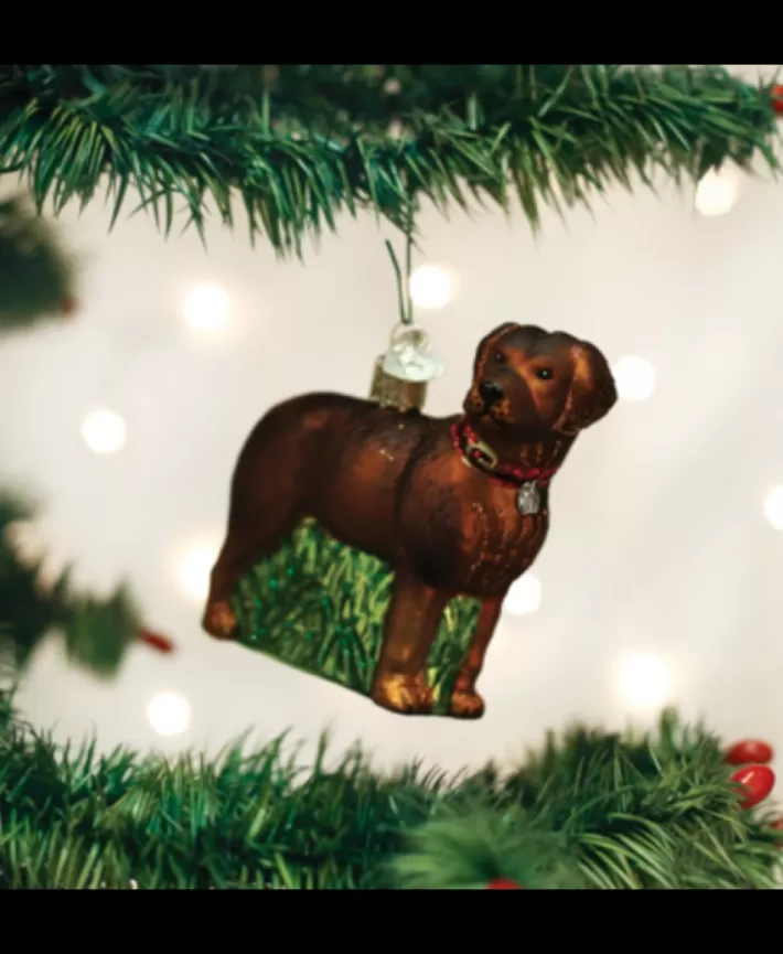 Standing Chocolate Lab, Mouth Blown Glass Ornament | Noel Eternel Cheap