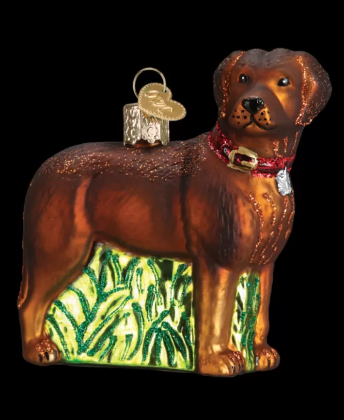 Standing Chocolate Lab, Mouth Blown Glass Ornament | Noel Eternel Cheap