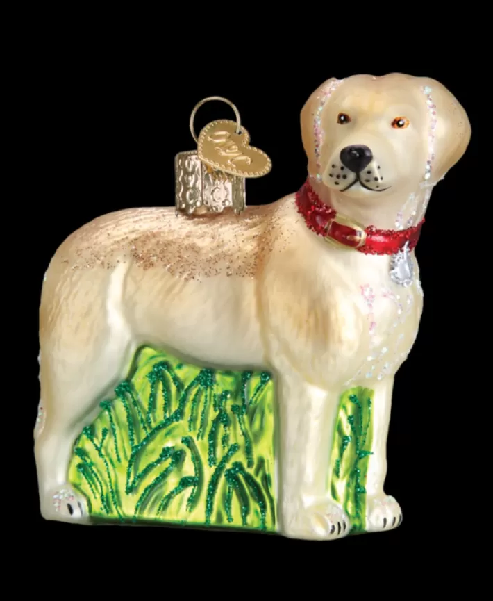 Standing Yellow Lab, Mouth Blown Glass Ornament | Noel Eternel Store