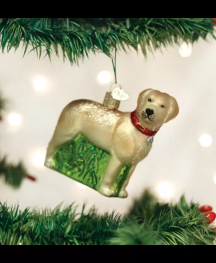 Standing Yellow Lab, Mouth Blown Glass Ornament | Noel Eternel Store