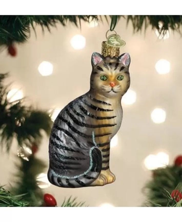 Tabby Cat, Mouth Blown Glass Ornament | Noel Eternel Sale