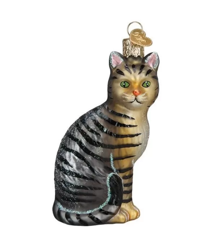 Tabby Cat, Mouth Blown Glass Ornament | Noel Eternel Sale