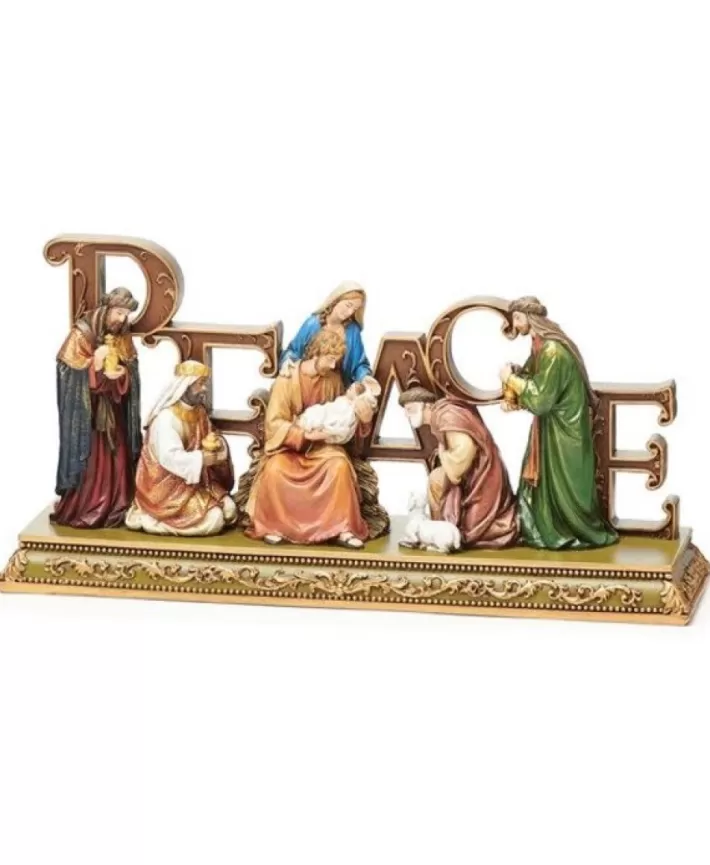 Table Gold Nativity ''Peace'' 6"H | Noel Eternel Store