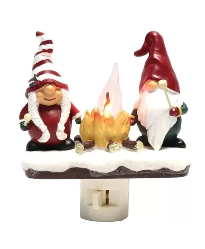 Veilleuse Couple Gnome Feu De Camp Flicker 5.25" | Noel Eternel Best