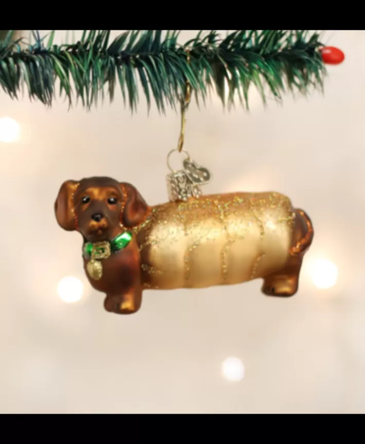 Wiener Dog, Mouth Blown Glass Ornament | Noel Eternel Hot