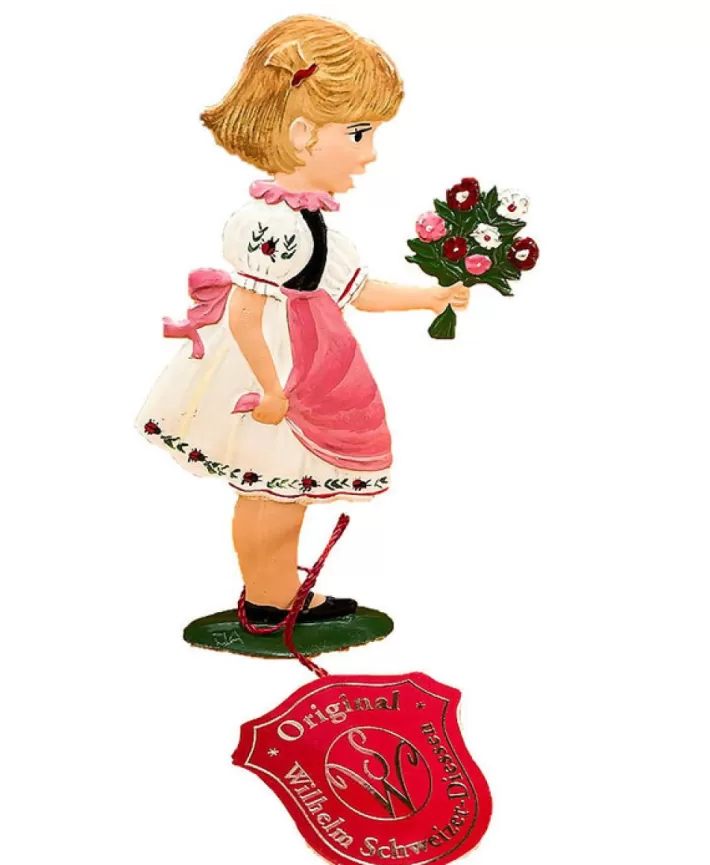 Wilhelm Schweizer Girl Congratulating Figurine Bavarian Pewter 3.5"H | Noel Eternel Flash Sale