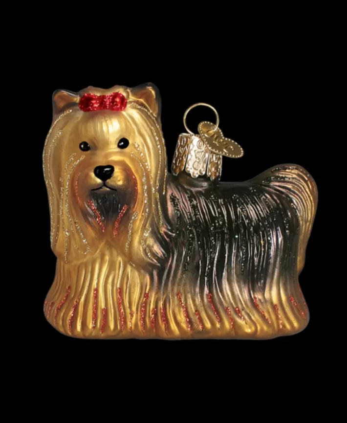 Yorkie, Mouth Blown Glass Ornament | Noel Eternel Best