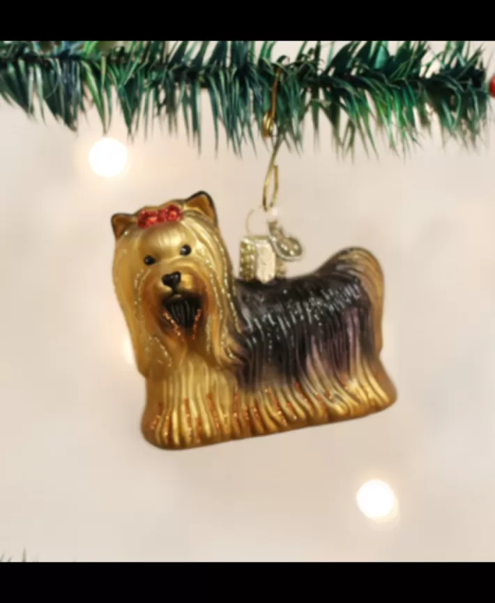 Yorkie, Mouth Blown Glass Ornament | Noel Eternel Best